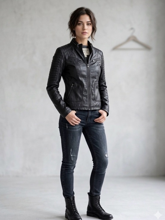 Maralyn & Me Jackets & Blazers - Maralyn & Me Black Faux Leather Jacket size small like new feels real